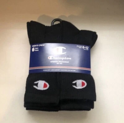 Nuevo paquete de 6 pares de calcetines deportivos informales Champion para hombre Foto 1 de 4