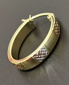 9ct 375 Yellow Gold 3 Colour Oval Creole Hoop Earrings - Picture 1 of 5