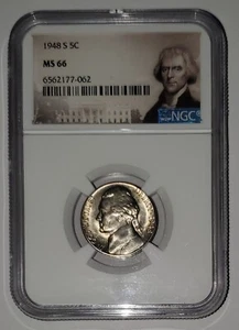 1948-S Nickel 5c; MS66; NGC; San Francisco; FREE Shipping! - Picture 1 of 6