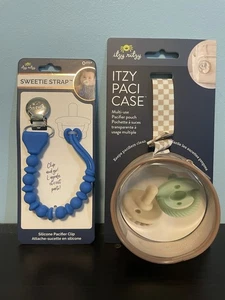 Itzy Ritzy Pacifier Case And Sweetie Strap Silicone Paci Clip - Picture 1 of 6