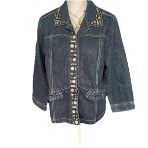 Women’s Ruby Rd Jean Jacket Embellished Bling Sz 16 - Picture 1 of 5