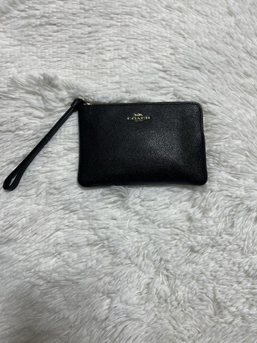 Coach Borsa a Portafoglio in Pelle con Zip Angolare da Polso Firma Tela