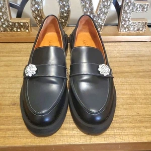 GANNI Women's Jewel Embellished Black Moc Toe Loafers Sz 38 - Picture 1 of 12