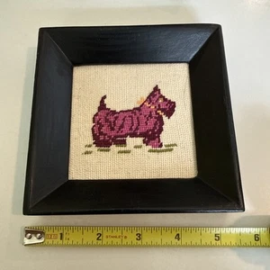 Urban Outfitters Scottie Dog Needlepoint 5” x 5.5” Framed 16517500 - Picture 1 of 4