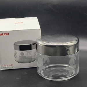 ALESSI Italy Girotondo Glass Jar 500ml / 50 cl Silver lid Container storage new - Picture 1 of 10