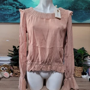 For Love & Lemons Rose Rüschenärmel transparent Top Bluse Gr. L Neu mit Etikett Preppy edel neu - Bild 1 von 10