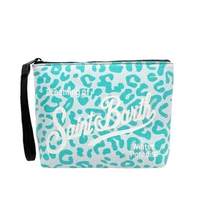 Pochette Donna Saint Barth Leopardata Azzurra Borsetta Estiva da Spiaggia - Picture 1 of 2