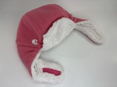Chapéu Carhartt infantil infantil rosa falso forrado de lã aba de orelha chapéu caçador infantil - Imagem 1 de 4
