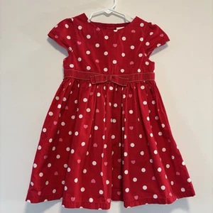 Gymboree 2013 Valentines Day Red Bow Heart Dot Dress Cap Sleeve Girl Size 4T - Picture 1 of 6