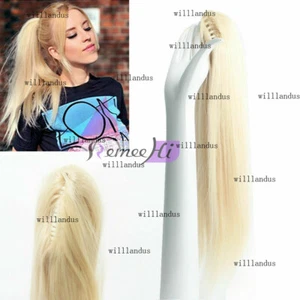 Thick Straight 100% Remy Human Hair Extensions Claw Clip In Ponytail - Picture 1 of 15