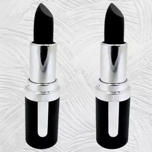 BLACK Lipstick X2 Ebony Goth Punk Emo Vampire Witch HALLOWEEN Laval Beauty UK - Picture 1 of 8