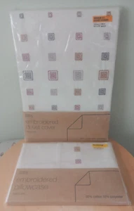 M&S Embroidered Polyester Cotton Single Duvet Cover Set Cream Mix Bedset - Picture 1 of 16