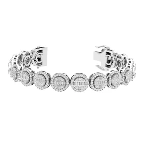 Brazalete de halo de moissanita real baguette redondo de 5,07 quilates para mujer chapado en oro de 14 k - Imagen 1 de 18