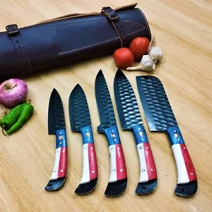 Juego de cuchillos de chef de acero 440C hechos a mano, cuchillos de cocina profesionales Texas - Imagen 1 de 12