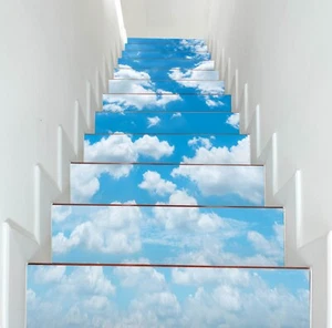 3D Wolken H129 Stair Risers Dekoration Fototapete Vinyl Aufkleber Tapete E - Picture 1 of 6