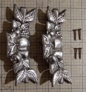 Vintage Metal Handles For Wood Charcuterie Cutting Board Apple Pear Leaf Pattern - Picture 1 of 6