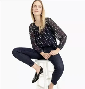 J. Crew K4385 AUSVERKAUFT Marine Chiffon Regenbogen Clip Punkte Popover Top Neu mit Etikett Größe XS - Bild 1 von 7