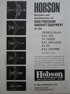 4/1969 PUB HM HOBSON HIGH PRECISION AIRCRAFT EQUIPMENT VC10 LIGHTNING HS125 AD - Bild 1 von 1