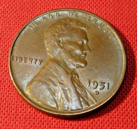1951 D Lincoln Wheat Cent - G Good to VF Very Fine Cover