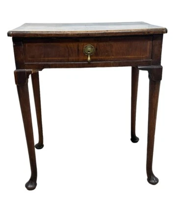 Antique 18th century Queen Anne  table stand banded mahogany 1770 drawer - Image 1 of 4