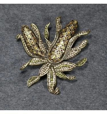 Huge  costume jewelry Heidi Daus Swarovski crystal "candy corn" Brooch Pin  - Image 1 of 4