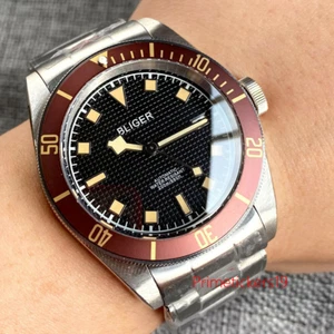 Reloj automático para hombre BLIGER 41 mm NH35A esfera de rejilla negra bisel de aleación vidrio zafiro - Imagen 1 de 40