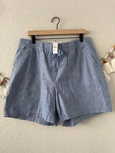 Talbots Drawstring Relaxed Blue Cotton Shorts Casual Beachy Lounge Travel NWT XL - Picture 1 of 5