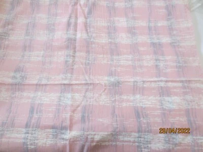 44 x 44" Vintage Marcus Brothers Pink White Gray Abstract Plaid Cotton Fabric - Image 1 of 4