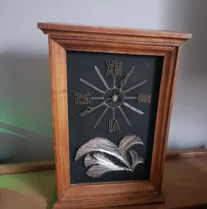 Vintage MCM Folk Art Handmade Hard Wood Clock Non working Decor only - Picture 1 of 12