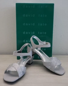David Tate AAF20-101 Women's Sz 6.5M Silver Nova Suede Rain Heeled Sandals $120 - Picture 1 of 11
