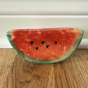 Vintage Stone Watermelon Slice Of Fruit Decor Paperweight - Picture 1 of 16