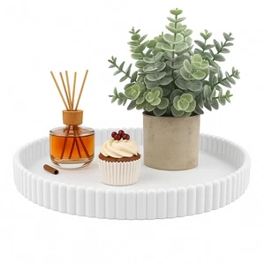 11.8in Decorative Tray for Coffee Table Decor- White Oval Concrete Tray for H... - Bild 1 von 7