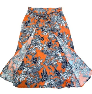 Gonna Cabi Maxi Calypso Taglia Media Arancione Floreale Finta Avvolgente Spacchi Pull On Boho - Foto 1 di 9