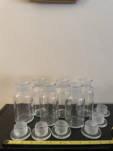 Lot Of 6 Apothecary Jars Clear Glass W/ Etched Stopper’s 5.5” TCW USA 6-W-6 - Picture 1 of 19