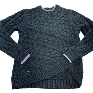 Ted Baker Pullover Damen 2 mittelblau grün Charo Zopfmuster Metallic Wollmischung - Bild 1 von 8