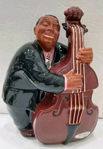 Tarro de galletas de cerámica arte arcilla piedra jazz bajista hombre - pintado a mano - Imagen 1 de 9