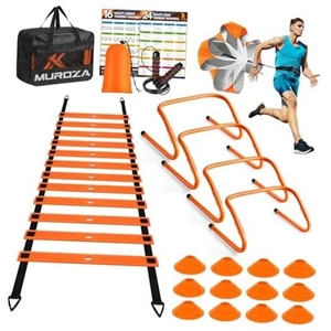 Agility Ladder Speed Training Equipment Set-20ft Agility Ladder,12 Orange - Picture 1 of 7