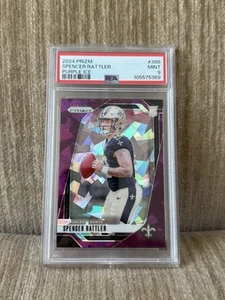 2024 Panini Prizm Football #388 Spencer Rattler Purple Ice /225 Rookie RC PSA 9 - Bild 1 von 2