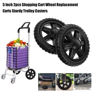 2x Ersatzräder 5,1 Zoll für Kinderwagen & Einkaufstrolley - Komplett mit Achse & - Bild 1 von 14
