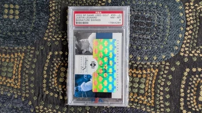 2002 Justin Leonard SP Game Used Golf Signature Swings #SS-JL PSA 8 NM-MT - Image 1 of 2