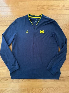 Jordan Michigan Wolverines Fútbol Azul 1/4 Cremallera Pullover Chaqueta Hoja Para Hombres Talla M - Imagen 1 de 4