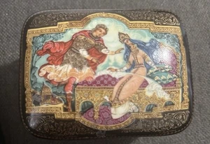 Caja de música baratija vintage de cuento popular ruso de la Bella Durmiente no funciona - Imagen 1 de 14