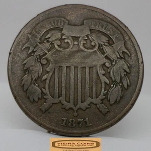 1871 Two-Cent Piece, 2 Cents Piece, Damaged  - #C52955NQ - Picture 1 of 2