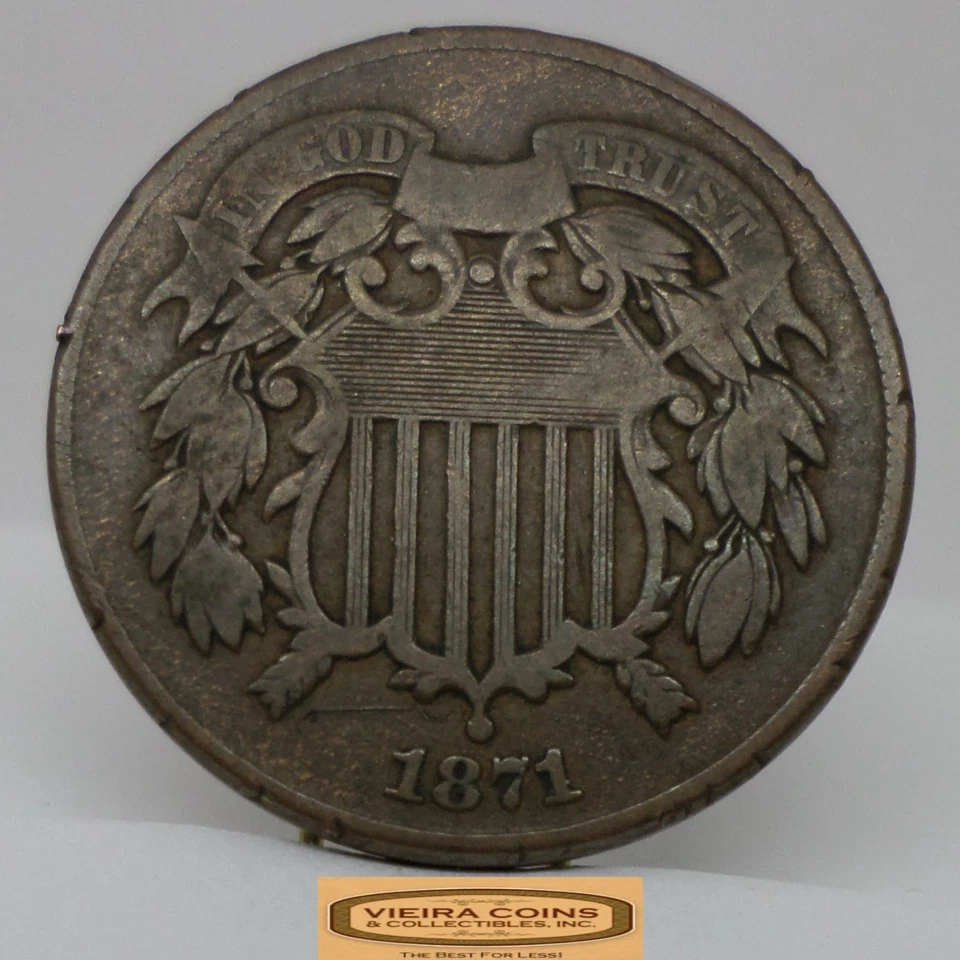 1871 Two-Cent Piece, 2 Cents Piece, Damaged  - #C52955NQ - Image 1 of 2