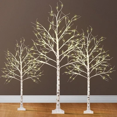 Christmas Birch Twig Tree LED Decoration Light Up White Pre Lit Indoor Outdoor - Image 1 of 2
