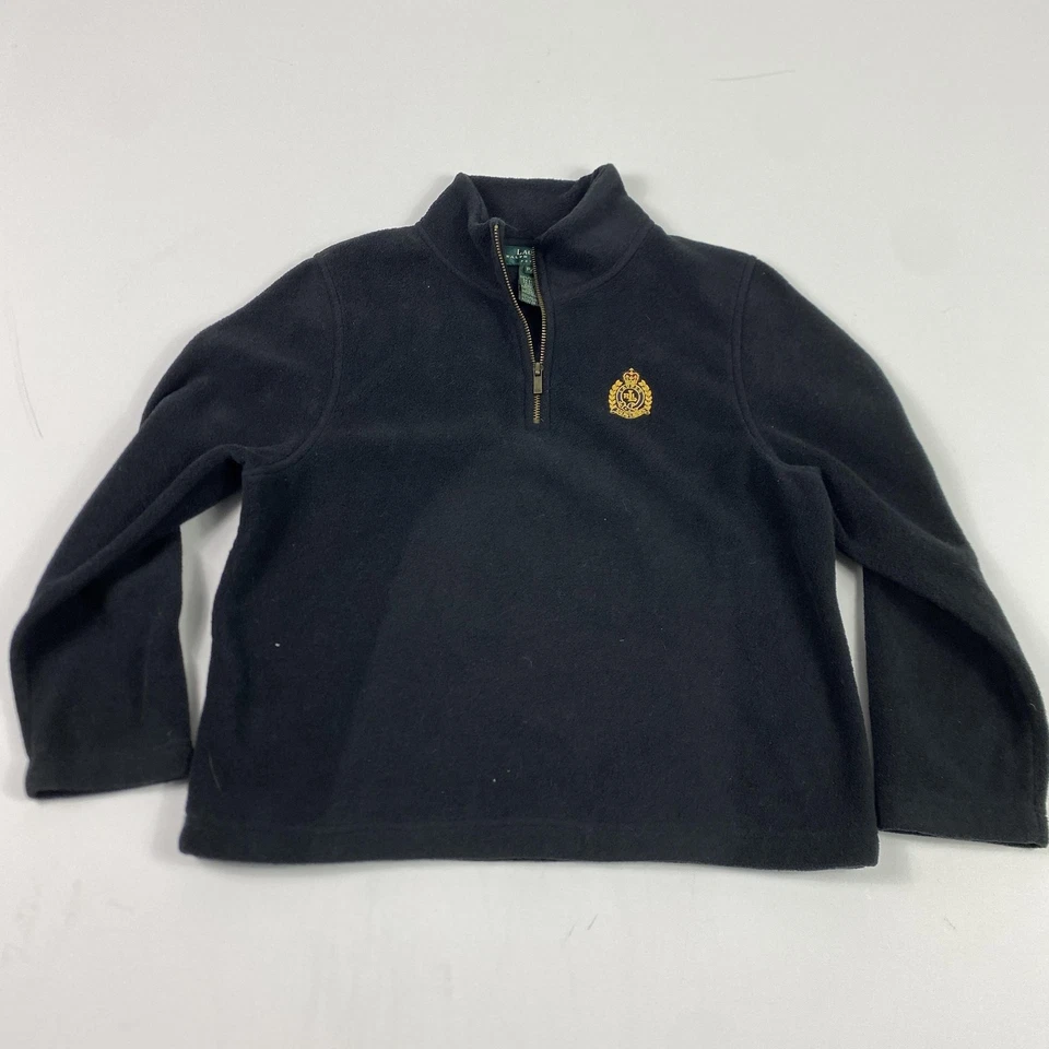 Suéter Lauren Ralph Lauren Mujer Pequeño Negro Polar Cuarto Cremallera Cresta Foto 1 de 4