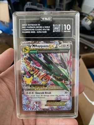 TAG 10 Gem Mint Mega Rayquaza EX 76/108 Ultra Rare Pokemon 2021 Celebrations - Image 1 of 2