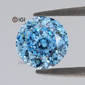 Diamante de laboratorio de claridad de color azul vivo elegante corte redondo certificado IGI 1,39 CT - Imagen 1 de 10