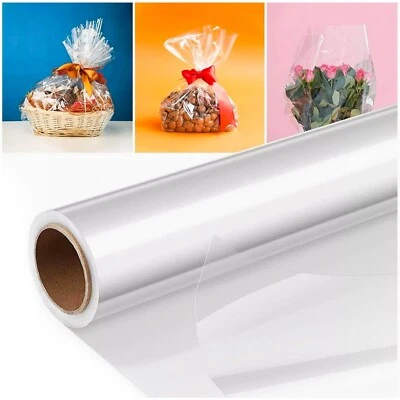 WSP Clear Cellophane Wrap For Hampers Plastic Gift Flowers Wrapping Roll Film Crafts