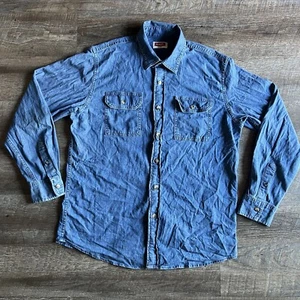 Camicia uomo Wrangler blu medio indaco denim perla snap western manica lunga - Foto 1 di 4